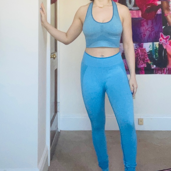 Tops Blue Workout Set Poshmark